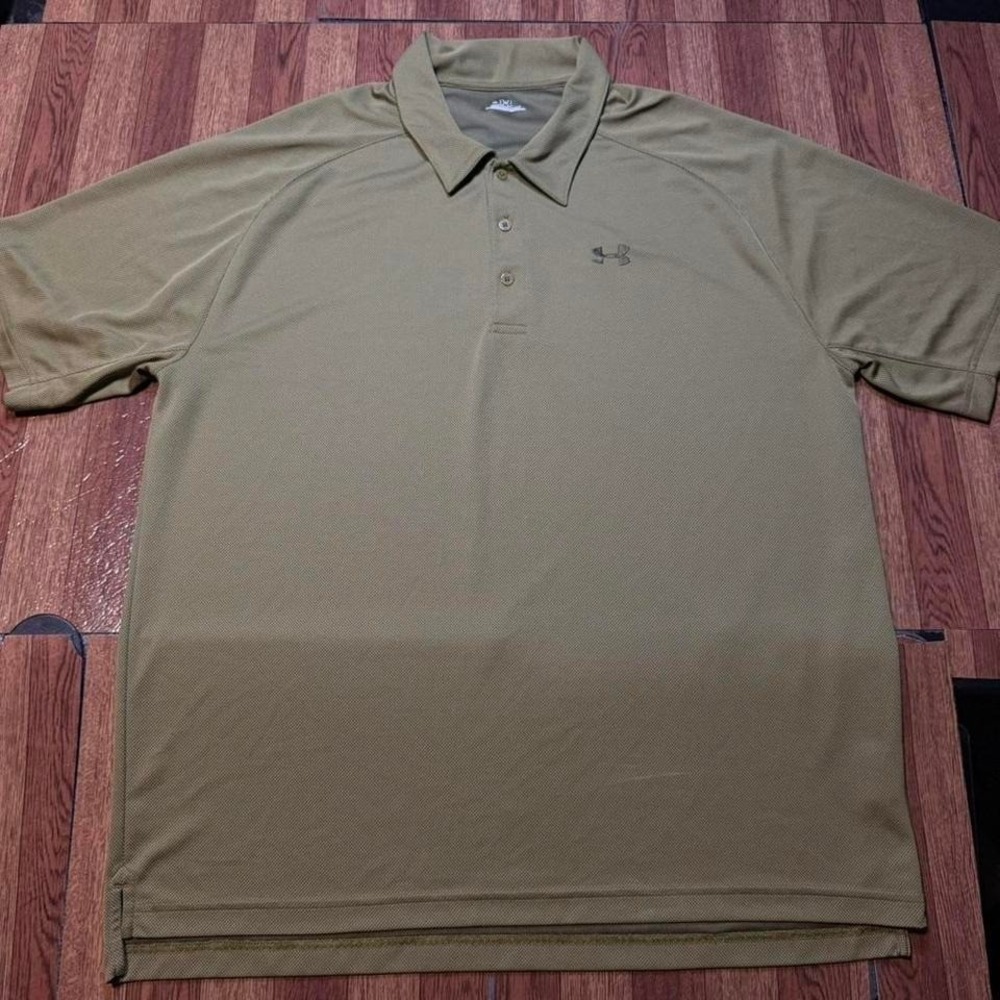 Under Armour Green Retro Tech Sportswear Golf Polo Button‎ Shirt XL